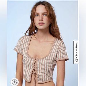 🍂LA Hearts Lace Up Crochet Sweater🍂